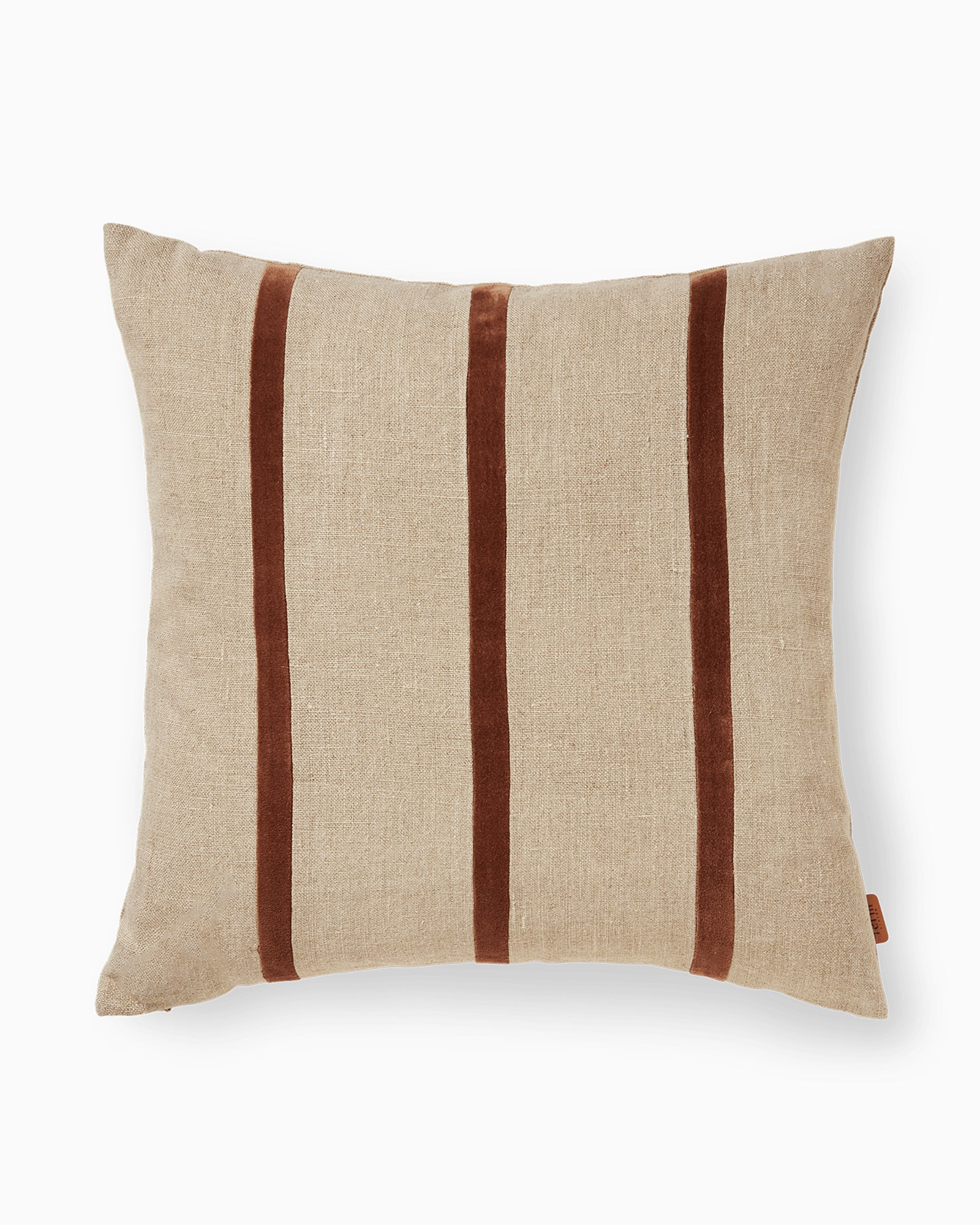 Senti Stripe Cushion - Linen/Carob Brown