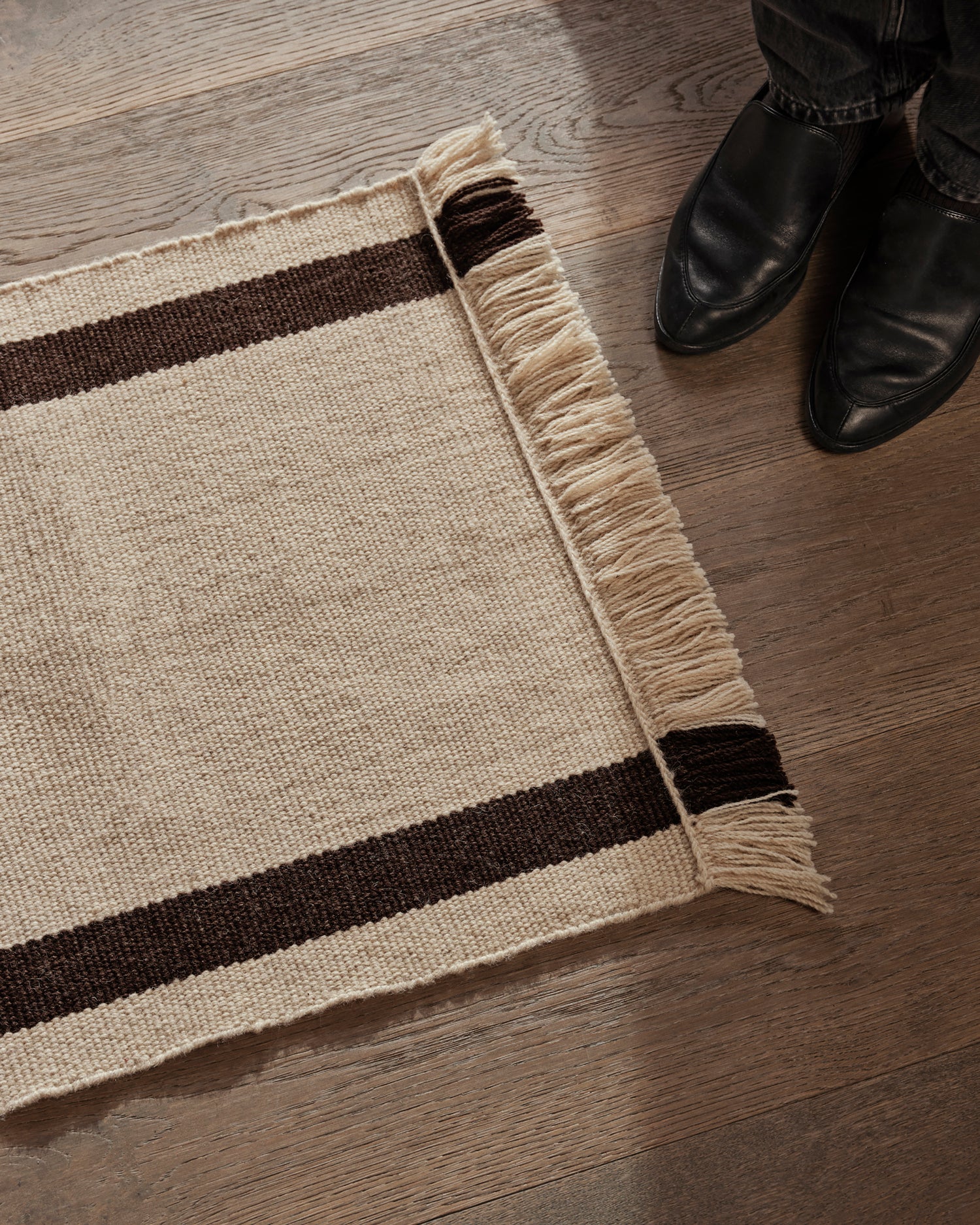 Calm Kelim Mat - 50 x 70 - Off-white/Coffee