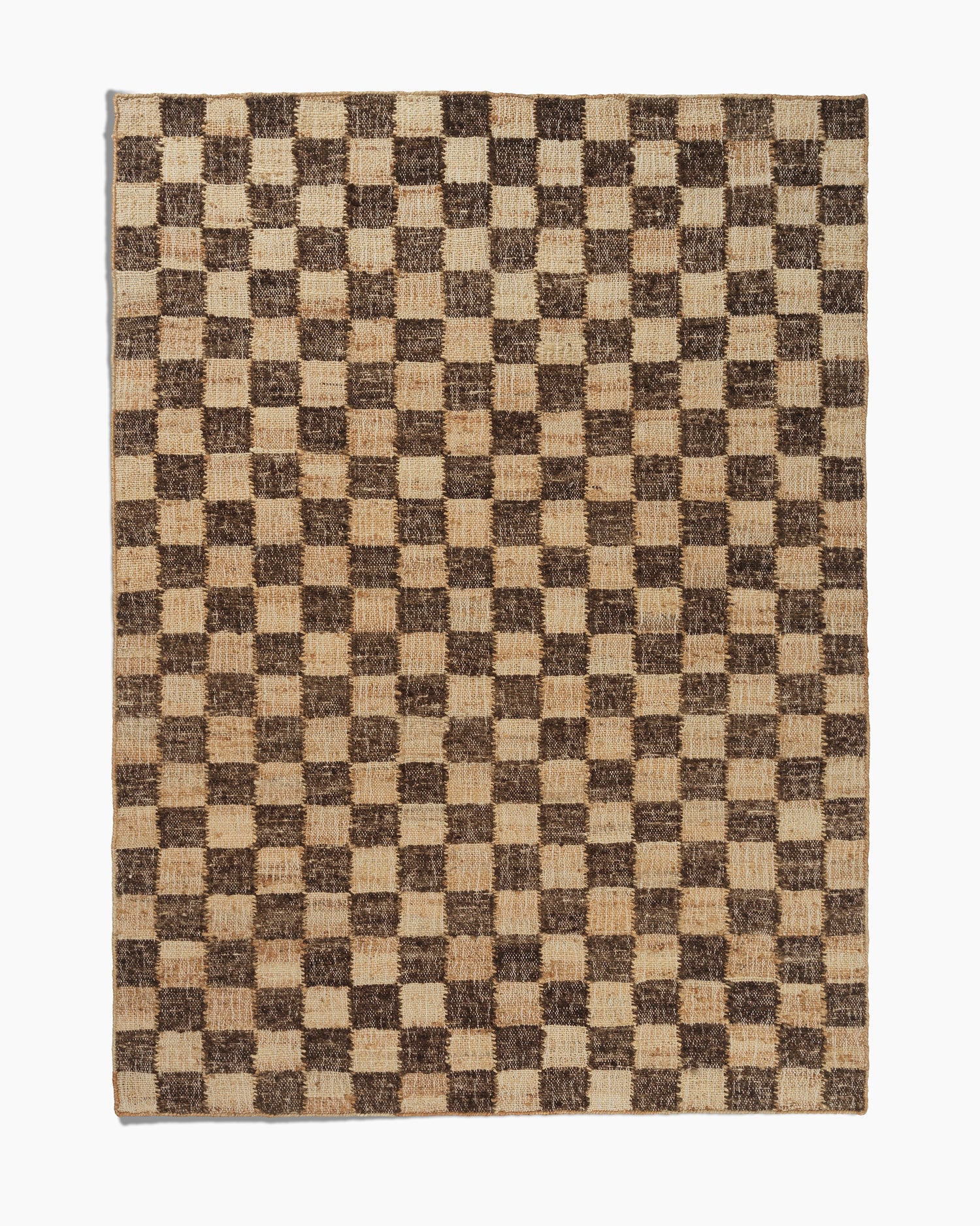 Check Wool Jute Rug - 140 x 200 - Coffee/Natural