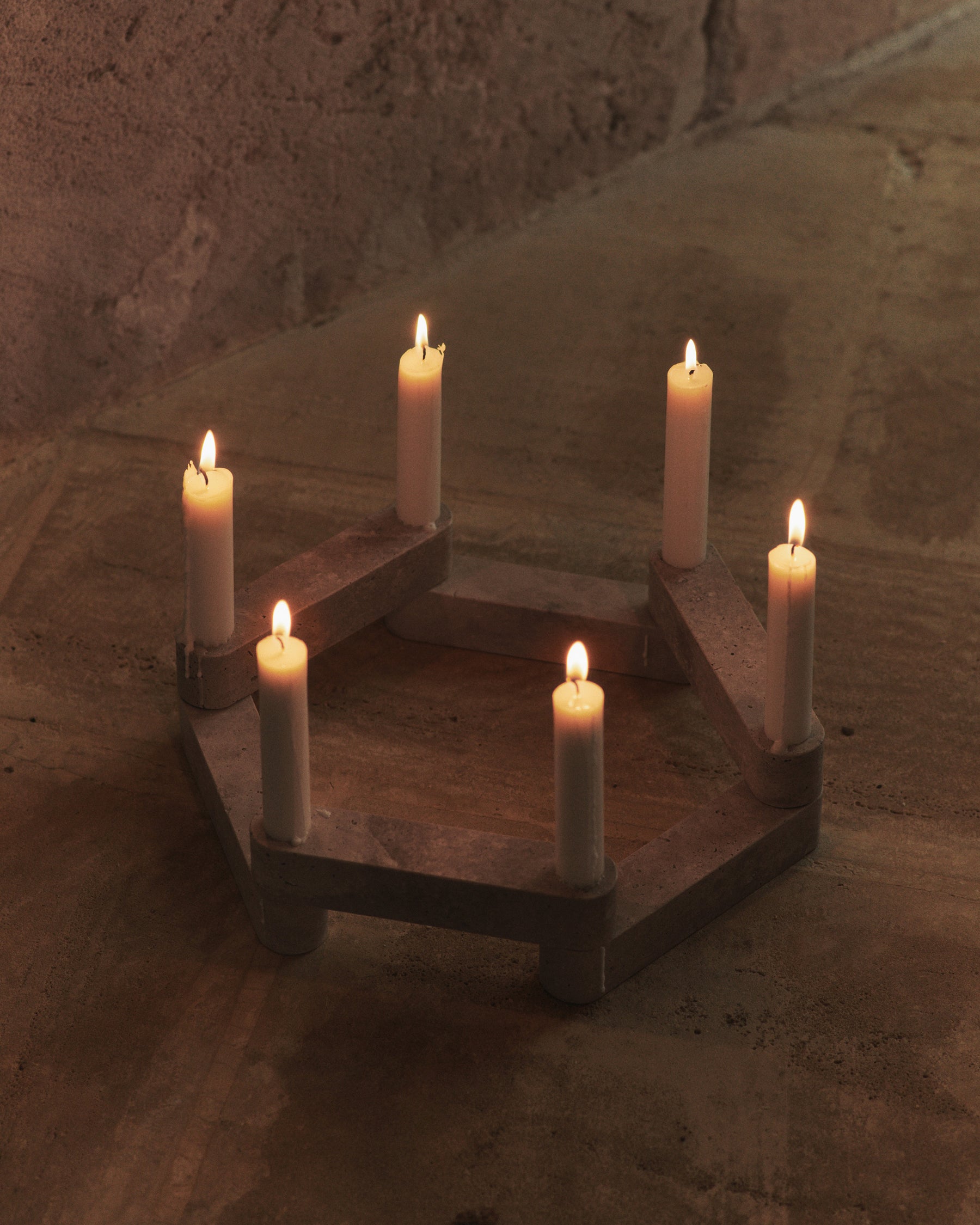 Newel Modular Candle Holder - Travertin