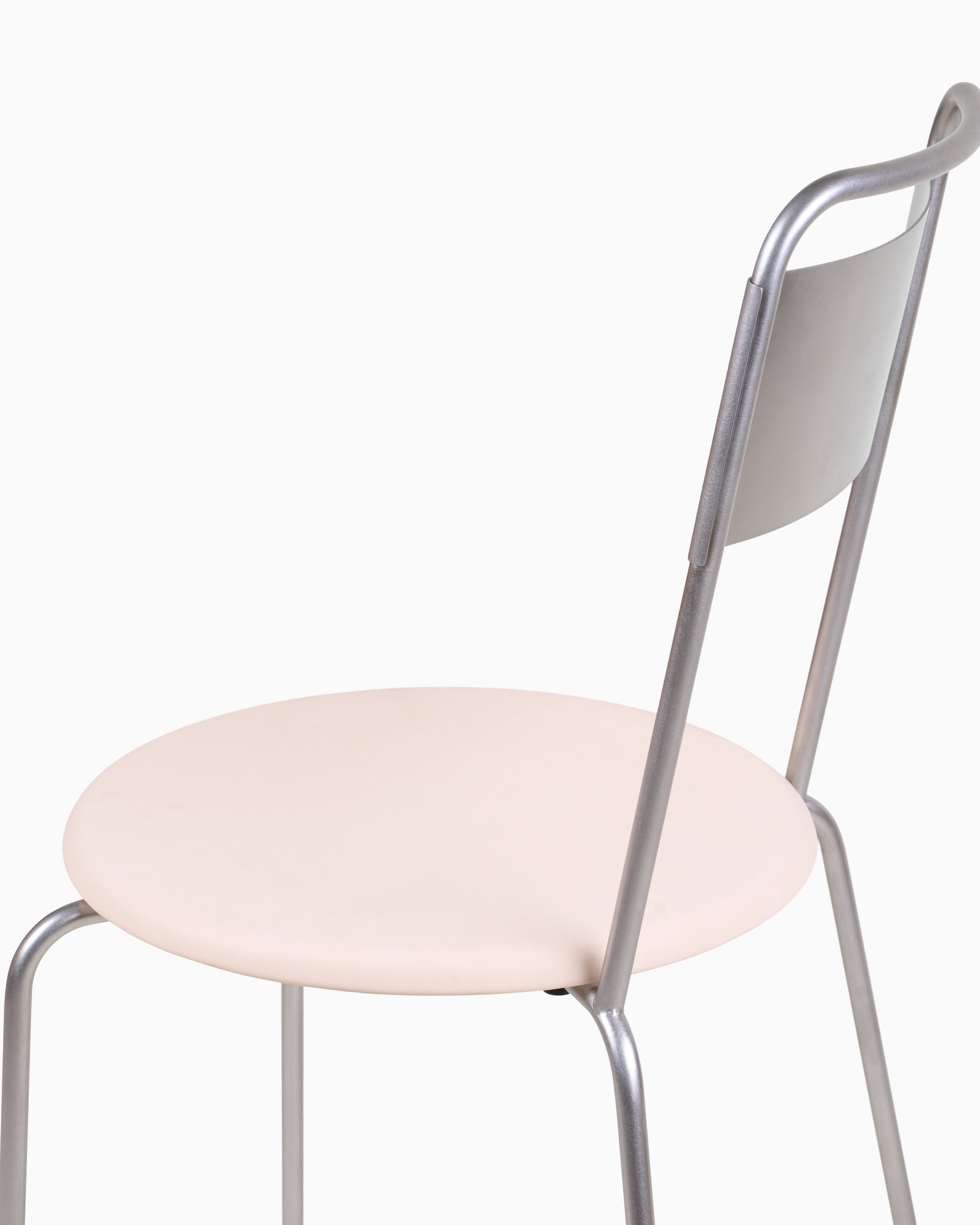 PETIT ROND CHAIR - Stainless Steel / Leather