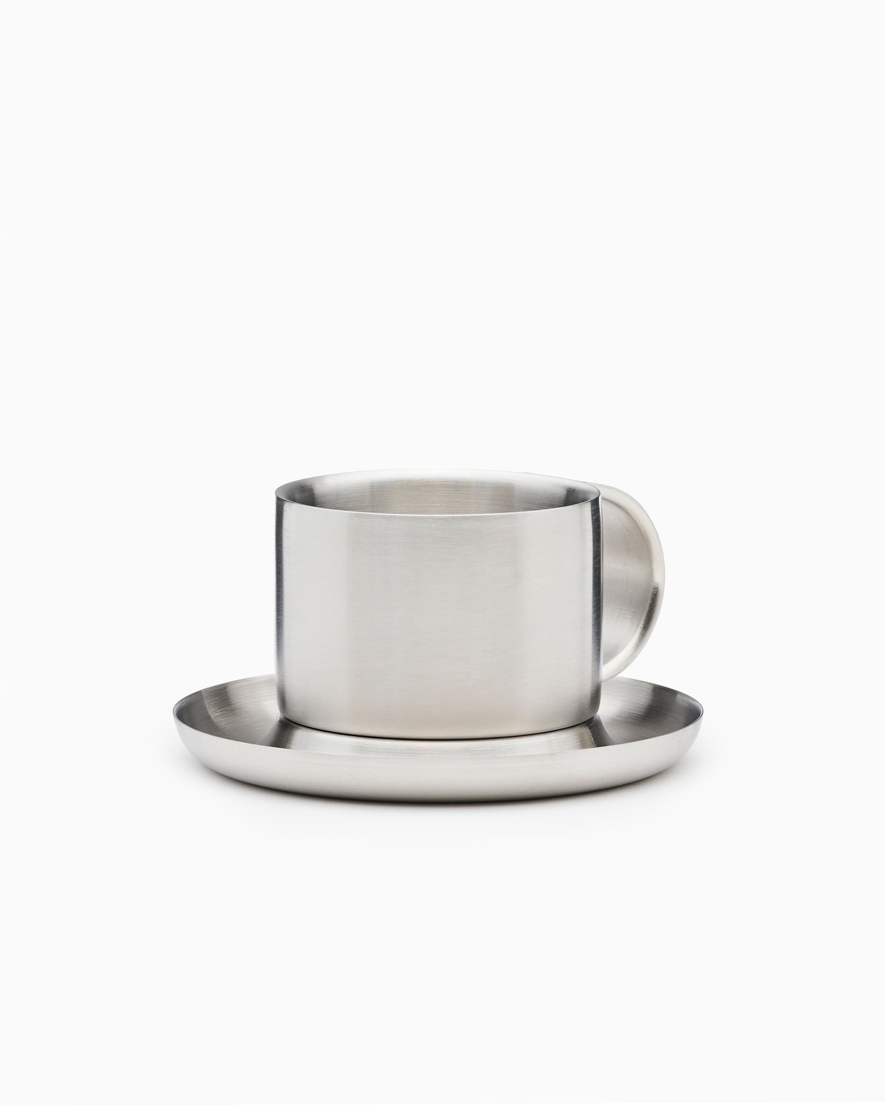 The Arlo 03 - Brushed Stainless Steel Cup & Saucer - Service Projects
