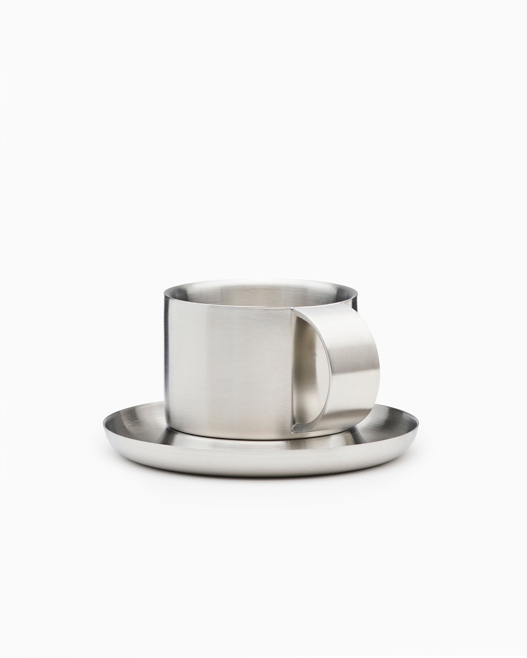 The Arlo 03 - Brushed Stainless Steel Cup & Saucer - Service Projects
