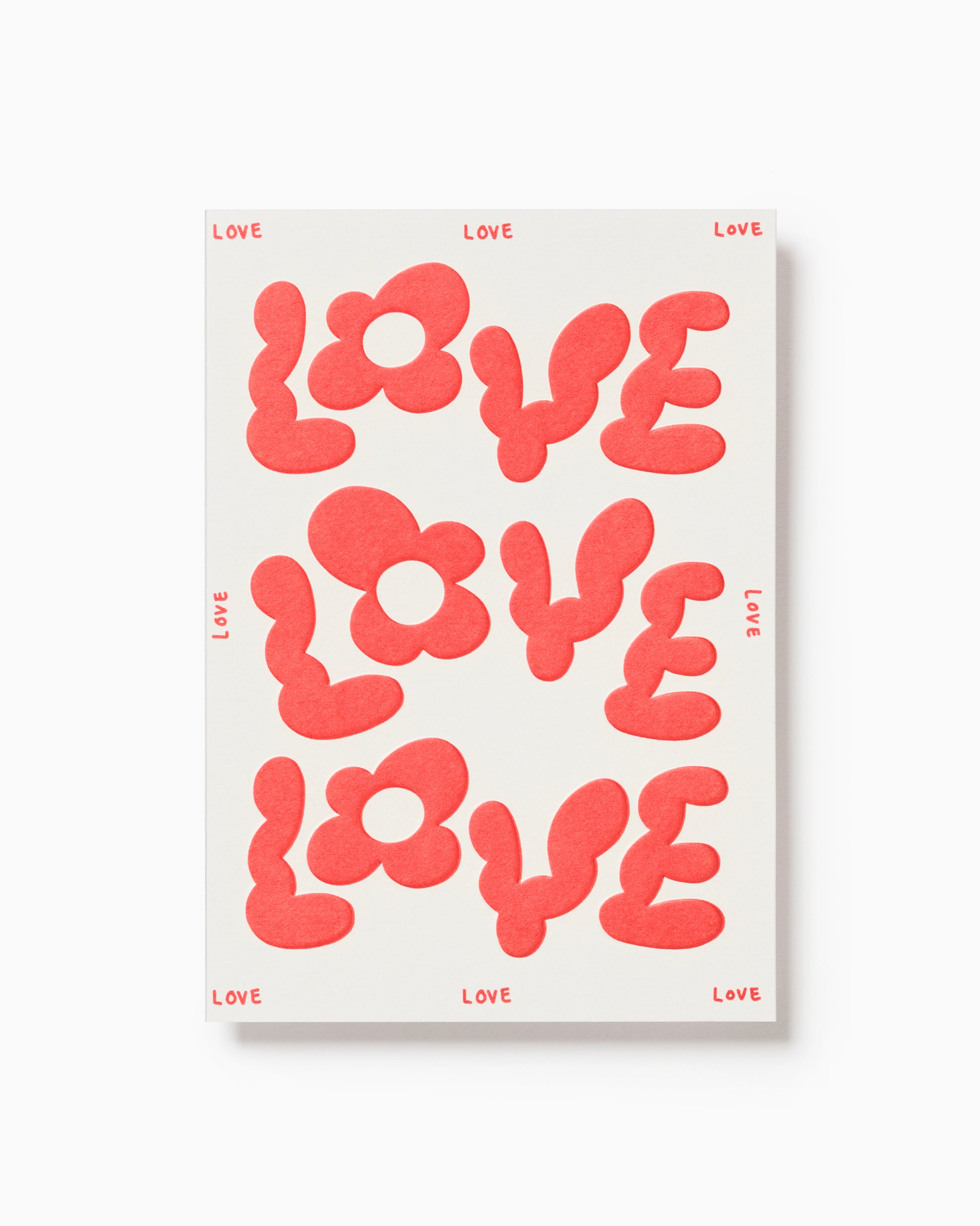 Love Love Love Embossed Greetings Card