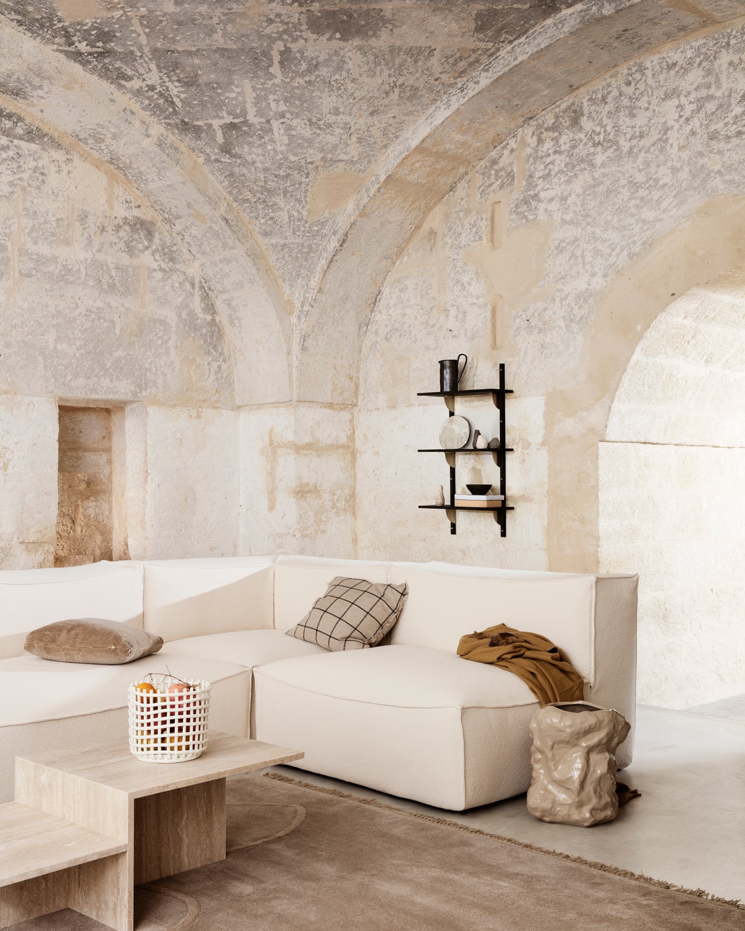 Sector Shelf Triple Narrow - Black Ash/Black Brass