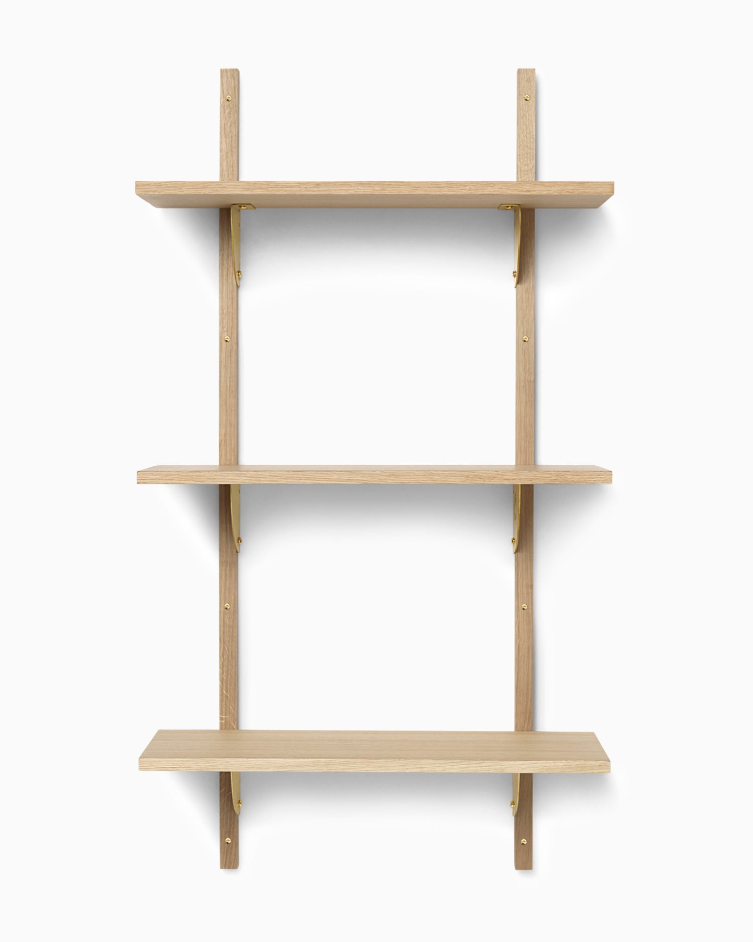 Sector Shelf Triple Narrow - Oak/Brass