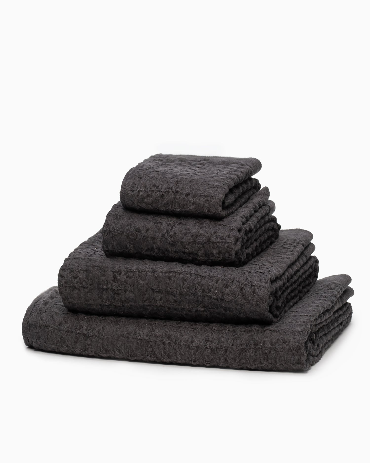 Lattice Linen Hand Towel - Charcoal