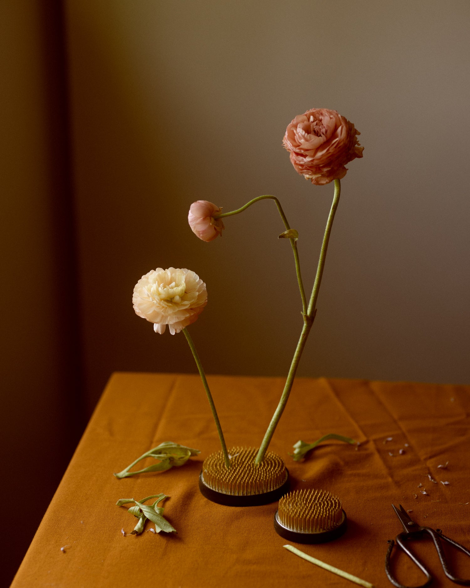 Maruyama Kenzan - Large Flower Frog Brass