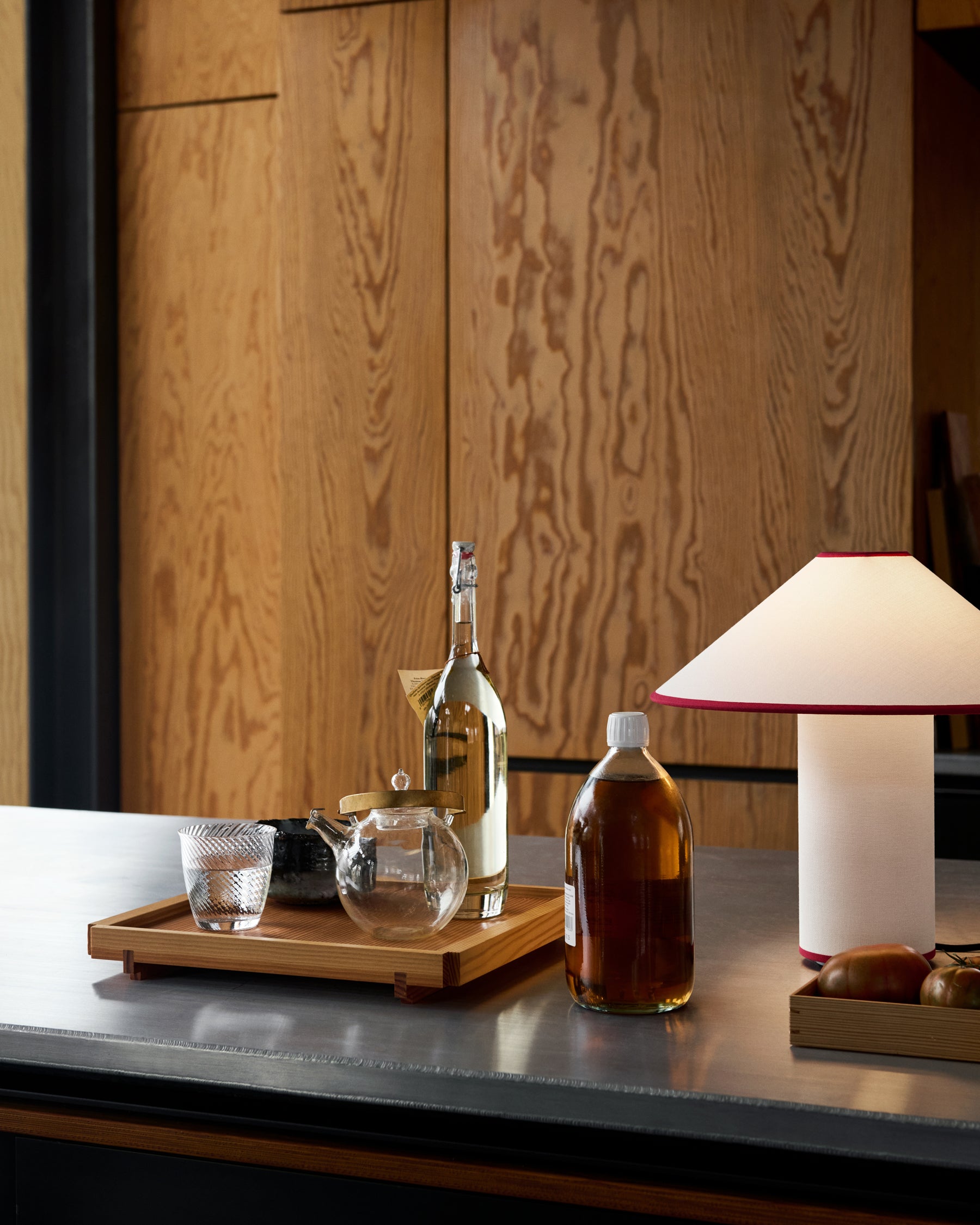 Colette Table Lamp - White & Merlot