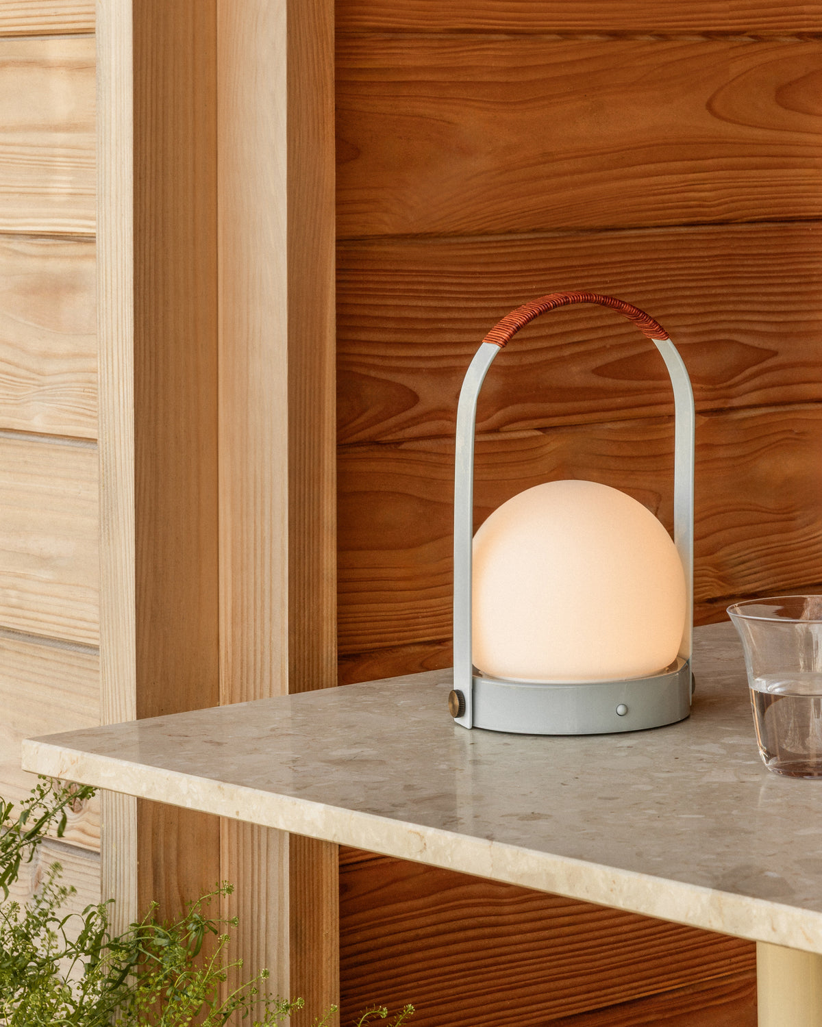 Carrie Table Lamp- Brushed Aluminium/Leather