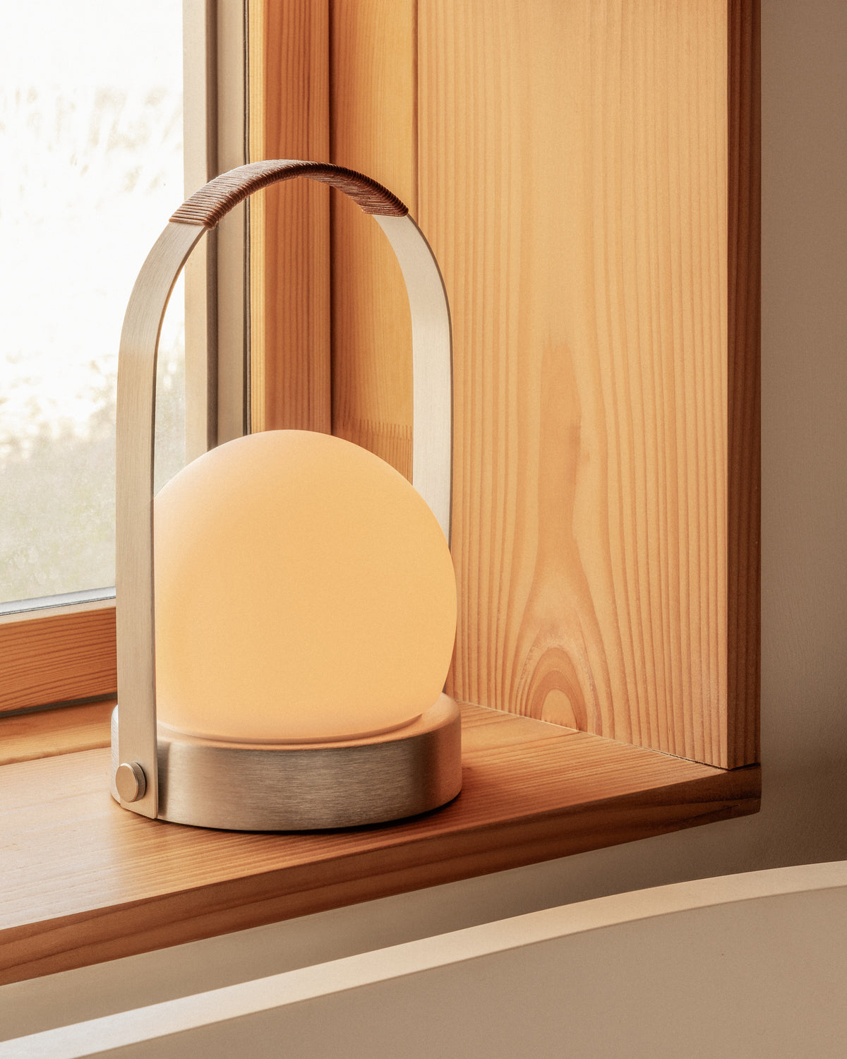 Carrie Table Lamp- Brushed Aluminium/Leather