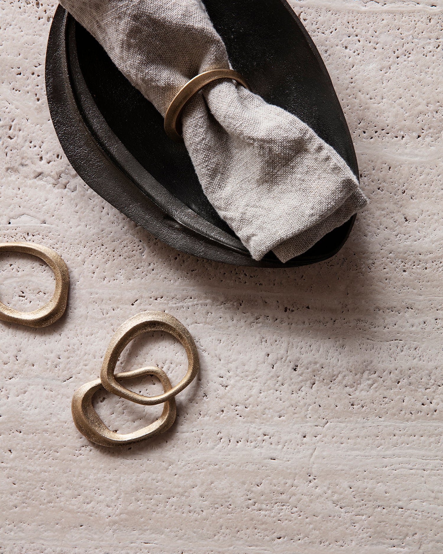 Flow Napkin Rings - Set of 4 Brass