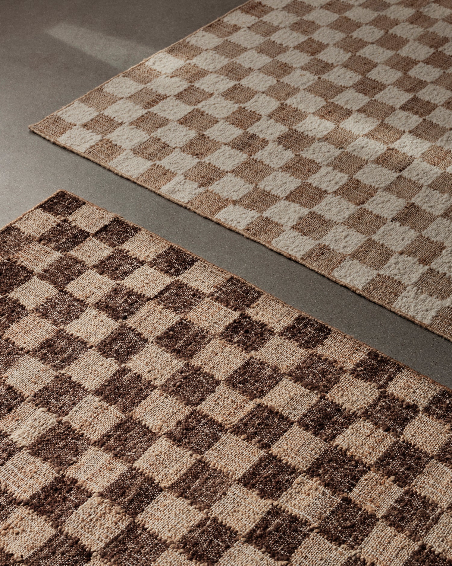 Check Wool Jute Rug - 140 x 200 - Coffee/Natural