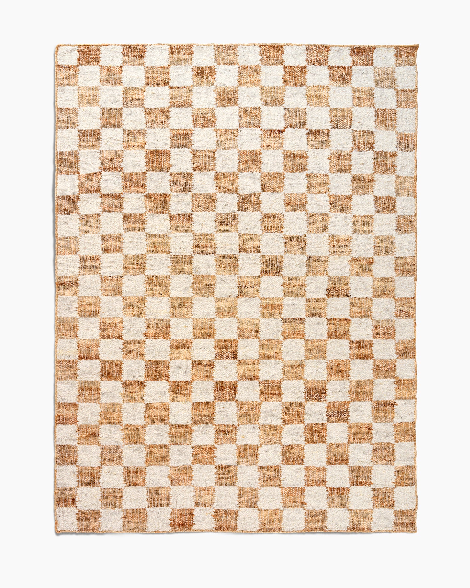 Check Wool Jute Rug - 140 x 200 - Off-white/Natural
