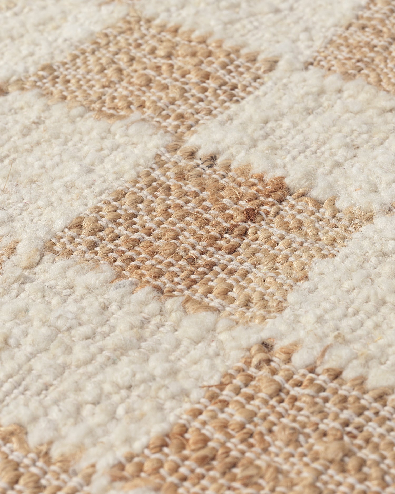 Check Wool Jute Rug - 140 x 200 - Off-white/Natural