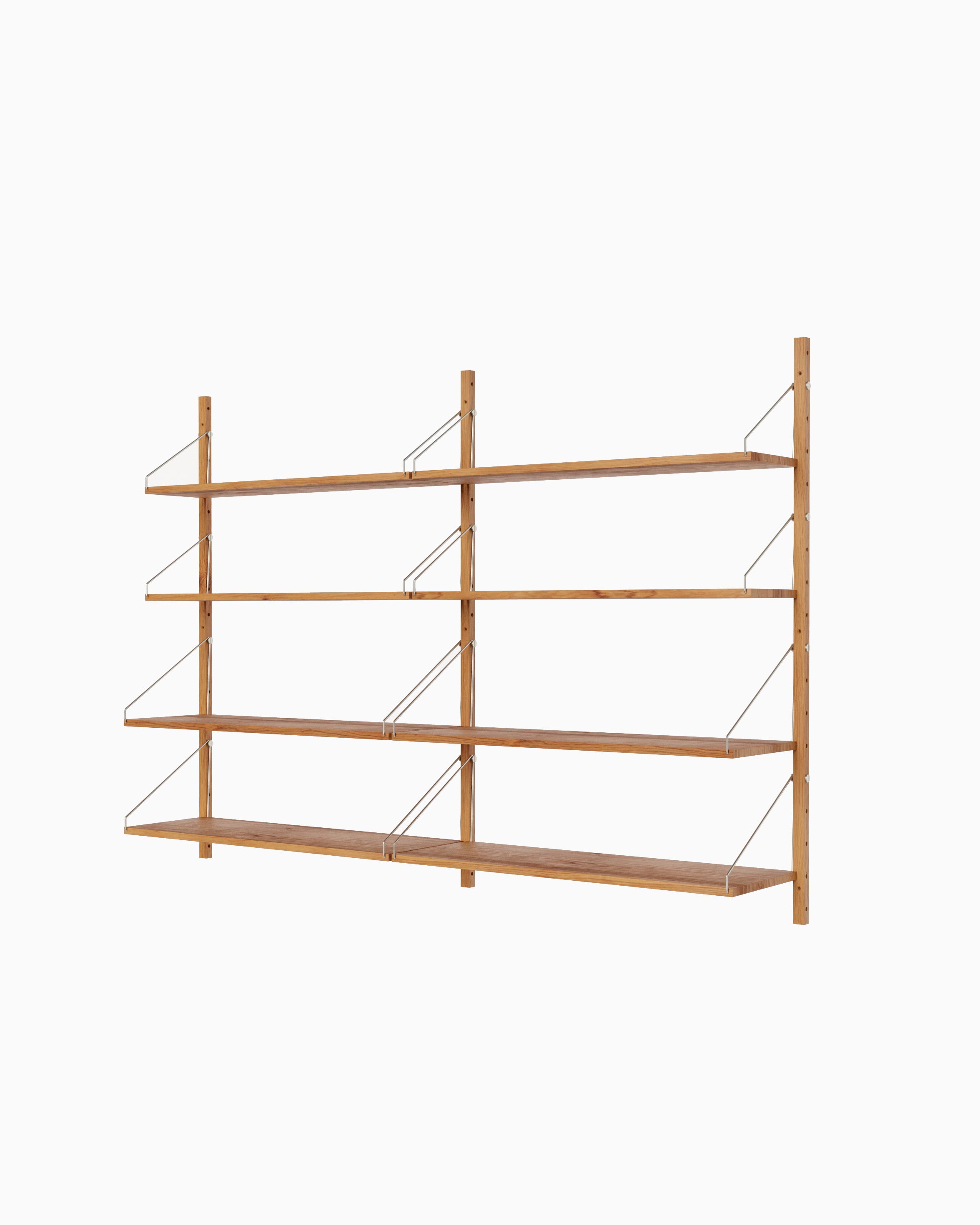 Shelf Library Double Section - Natural Oak H114xW80