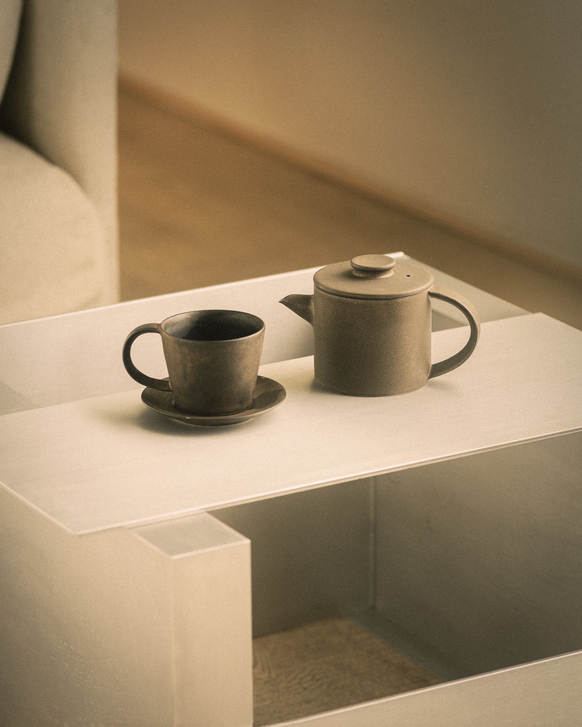 Coffee Cup and Saucer - Copper Brown