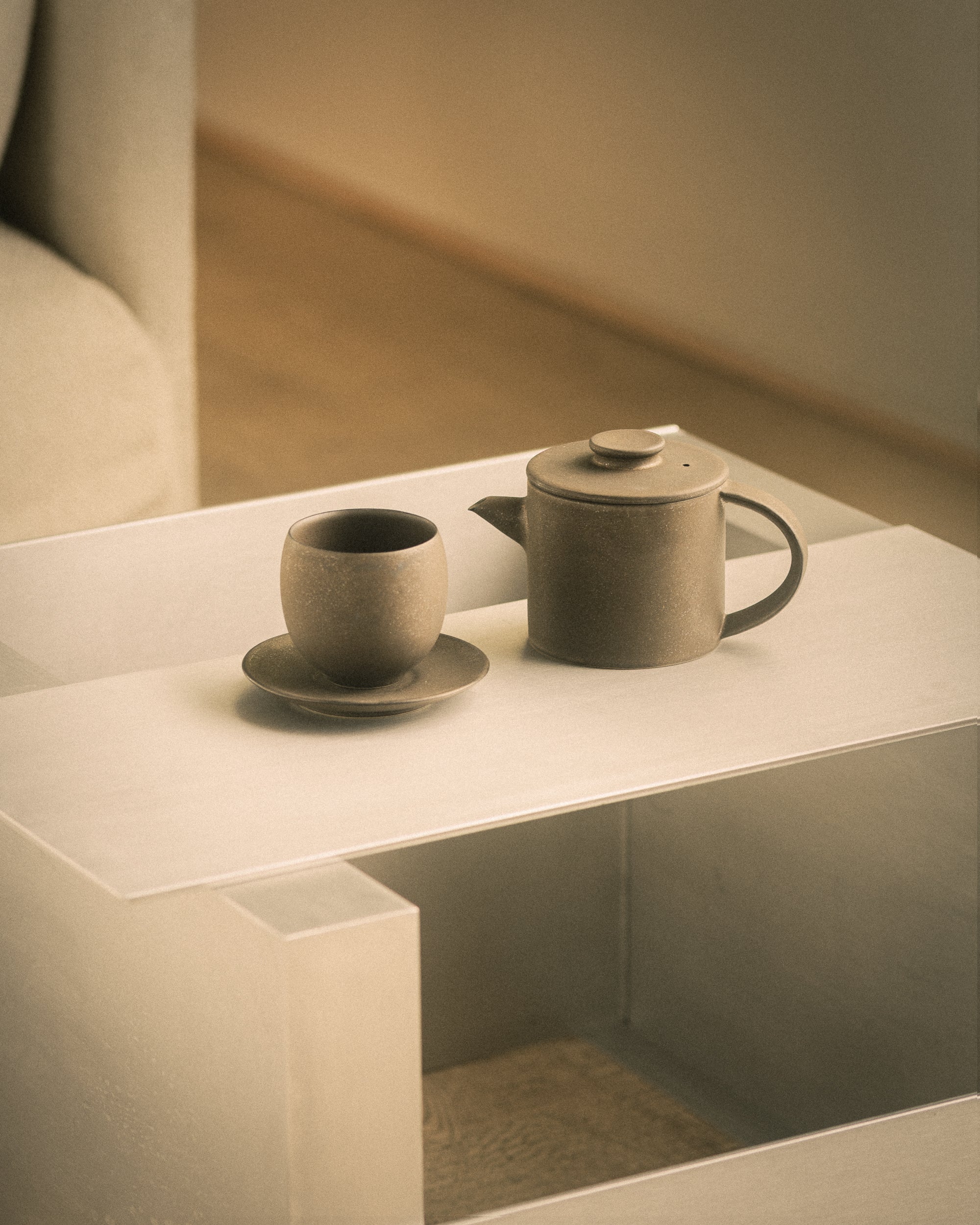 U Cup and Saucer - Copper Brown
